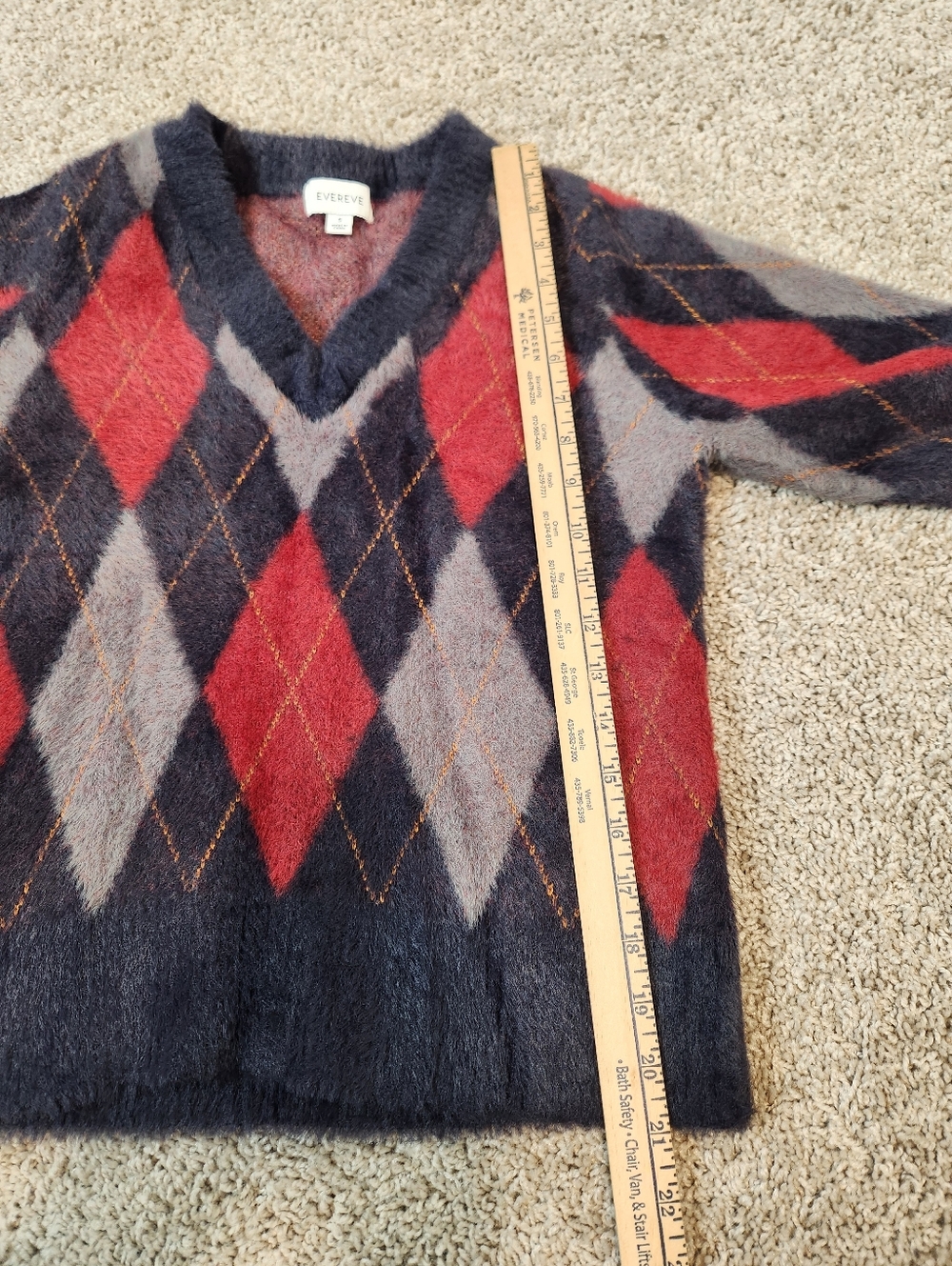 Evereve Lea Argyle Pullover Size Small - Picture 8 of 8